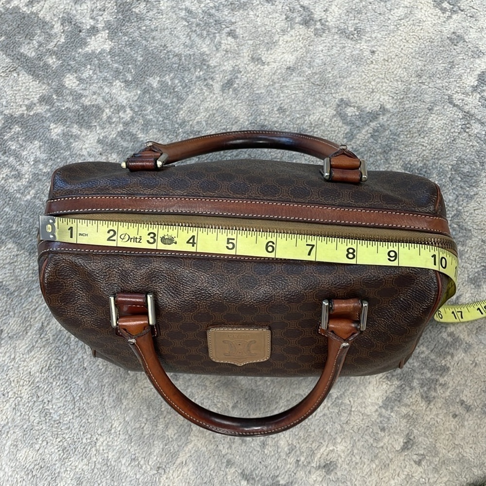 Vintage Celine Macadam Coated Canvas Boston Bag Satchel Brown - Picture 11 of 17